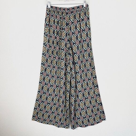 Motivi Navy Geometric Floral Wide Leg Palazzo Pants - Picture 3 of 7